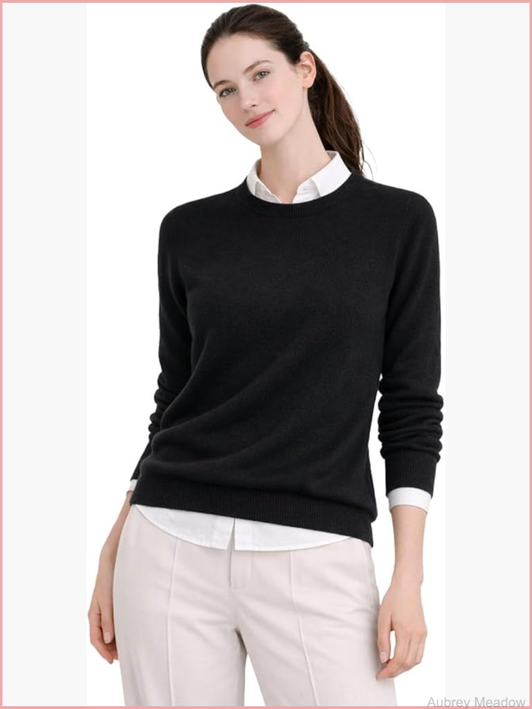100% Pure Cashmere Crewneck Pullover Sweater - Women's Long Sleeve
